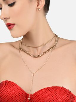 Zaveri Pearls - Gold Tone Multi Layered Classy Contemporary Lariat Chain ZPFK11617