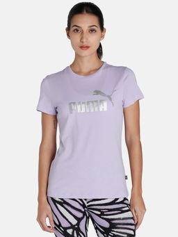 Puma - Ess Metallic Logo Womens Purple T-shirt
