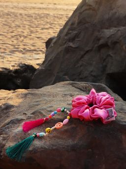 Soho Boho Studio - Pink Boho Tassel Scrunchie