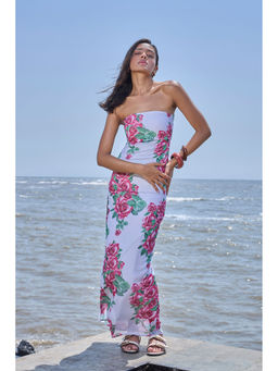 COLOR CAPITAL - Women White Georgette Off Shoulder Dress