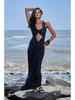 COLOR CAPITAL - Women Black Polyester Square Neck Dress