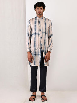 Bohame - Ethan Blue And Grey Asymmetric Kurta (set Of 2)