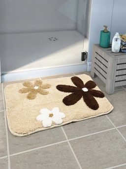 Saral Home - Cotton Anti-Slip Bathmat (Beige, 40 x 60 cm)