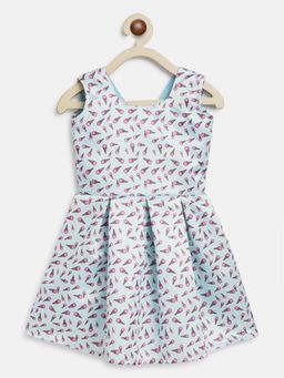 Baby Zi - Blue Printed Satin Midi Dress