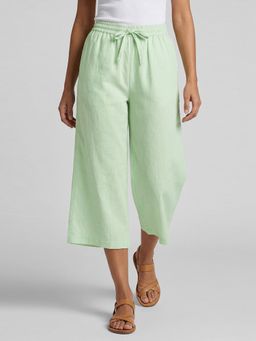 R&B - Solid Green Women Flared Culotte