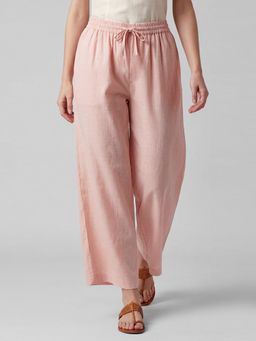 R&B - Solid Pink Women Flared Palazzo
