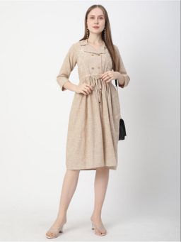 R&B - Beige Women Three-Quarter Sleeves Dress