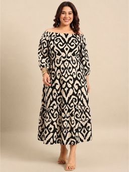 THE PINK MOON - Black Crepe Off Shoulder Dress