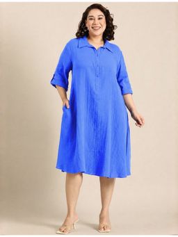 THE PINK MOON - Blue A-Line Shirt Dress