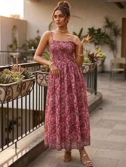 Branche - Pink Cotton Printed Dress