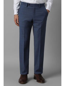 Louis Philippe - Men Navy Slim Fit Check Formal Trousers