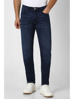 Peter England - Men Navy Light Wash Slim Tapered Fit Jeans