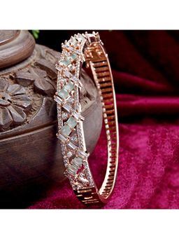 Karatcart - Light Green CZ and American Diamond Studded Rose Gold Plated Bracelet for Women