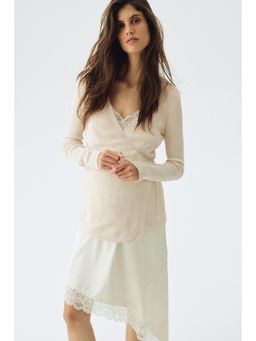 H&M - Women Beige Mama Rib-Knit Wrap Cardigan