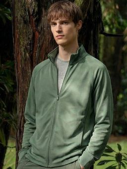 Nobero - Men Green Polyester Solid Jacket