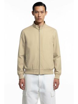 Nobero - Men Beige Polyester Solid Bomber