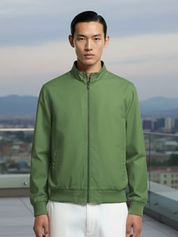 Nobero - Men Green Polyester Solid Bomber
