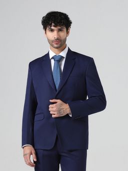 TAHVO - Solid Blue Notched Lapel Men Blazer