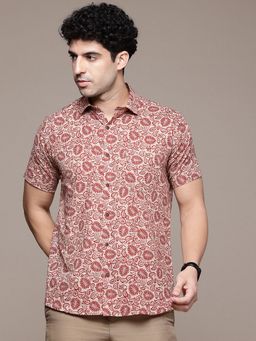 CAYMAN - Beige Ethnic Motifs Printed Pure Cotton Casual Shirt