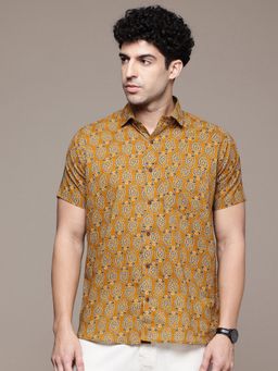 CAYMAN - Mustard Ethnic Motifs Printed Pure Cotton Casual Shirt