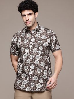 CAYMAN - Olive Ethnic Motifs Printed Pure Cotton Casual Shirt