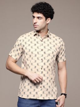 CAYMAN - Beige Ethnic Motifs Printed Pure Cotton Casual Shirt