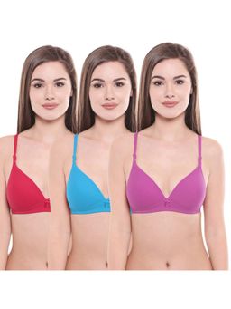 Bodycare - Pack Of 3 Lightly Padded T-Shirt Bra - Multi Color