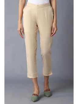Aurelia - Beige Solid Trousers