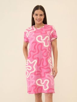 Sweet Dreams - Women Pink Printed Night Dress
