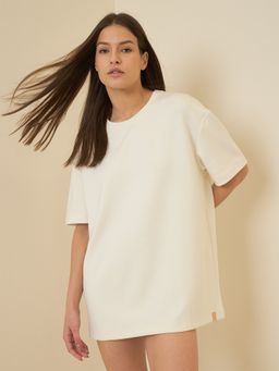 Sweet Dreams - Women Cream Solid T-Shirt