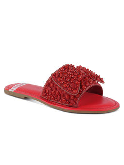 Rag & Co - Big Bow Beaded Flats Red