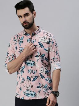 SHOWOFF - Men Casual Slim Collar Pink Printed Shirt