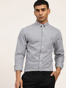 GANT - Men Blue Checked Regular Fit Shirt