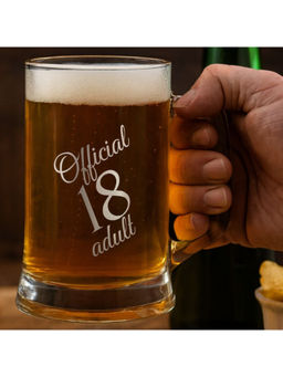 Diamante - Transparent Official Adult 18 Slogan Beer Glass (660Ml)