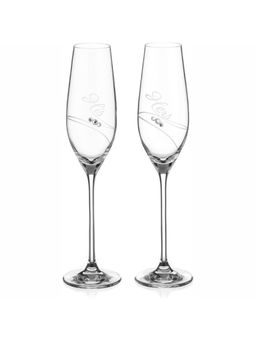 Diamante - Transparent Swarovski Crystal Champagne Flutes (Pack Of 2) (210Ml)