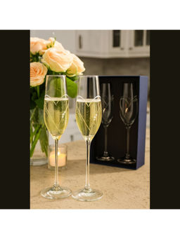 Diamante - Transparent Heart In Heart Champagne Flutes (Pack Of 2) (210Ml)