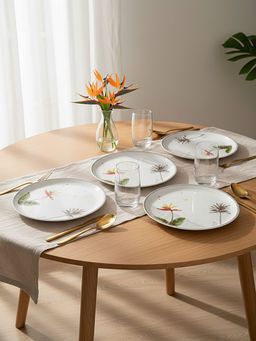 Trovea's - White Tropical Mischief Porcelain Dinner Plates (Pack of 4)