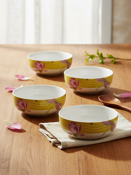 Trovea's - Off White Dragonfly Bloom Porcelain Bowls (Pack of 4)