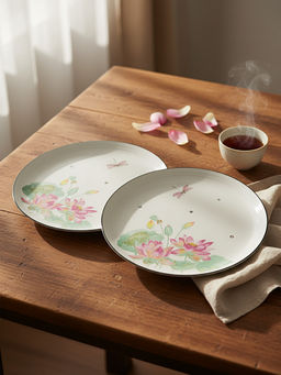 Trovea's - White Dragonfly Bloom Porcelain Dinner Plates (Pack of 2)