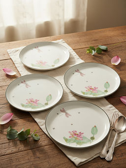 Trovea's - White Dragonfly Bloom Porcelain Quarter Plates (Pack of 4)