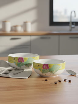 Trovea's - Off White Dragonfly Bloom Porcelain Bowls (Pack of 2)