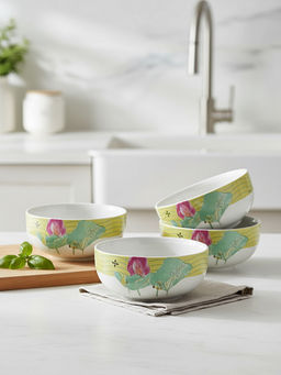 Trovea's - Off White Dragonfly Bloom Porcelain Bowls (Pack of 4)