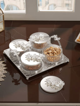 Trovea's - Silver Ornate Four-Bowl Tray (260Ml)