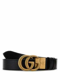 Gucci - Black Golden Buckle Reversible Gg Belt (28)
