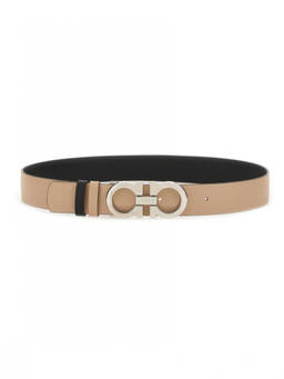 Ferragamo - Beige Gancini Cut To Size Reversible Belt