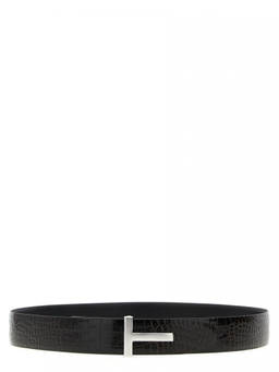 Tom Ford - Brown Reversible Logo Buckle Textured Belt (28)