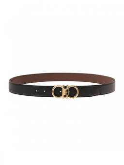 Ferragamo - Black Textured Reversible Belt
