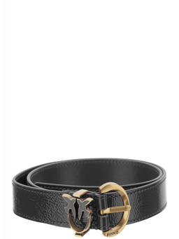 Pinko - Black Textured Logo Belt