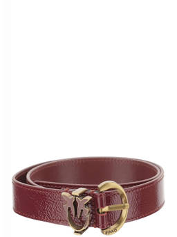 Pinko - Maroon Textured Logo Belt