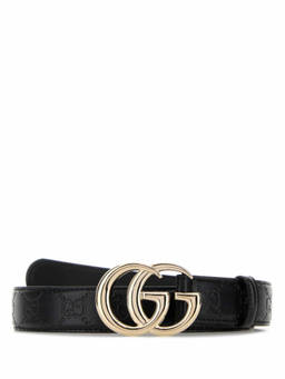 Gucci - Black Embossed Logo Belt